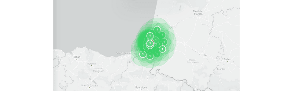exemple de performances SEO de positionnement sur google maps d'un point de vente en fontion de sa localisation. Un service SEO que je propose