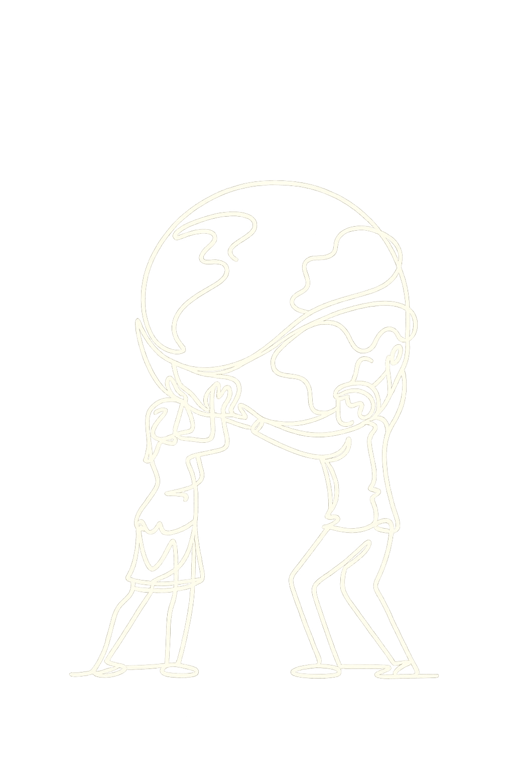 Illustration minimaliste d’un couple soutenant une planète, symbolisant la relation et l’équilibre dans la thérapie de couple.