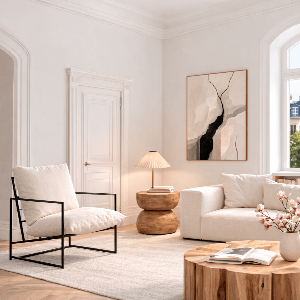 Fauteuil dans un intérieur calme et lumineux, évoquant un espace propice à la réflexion et à l’introspection.