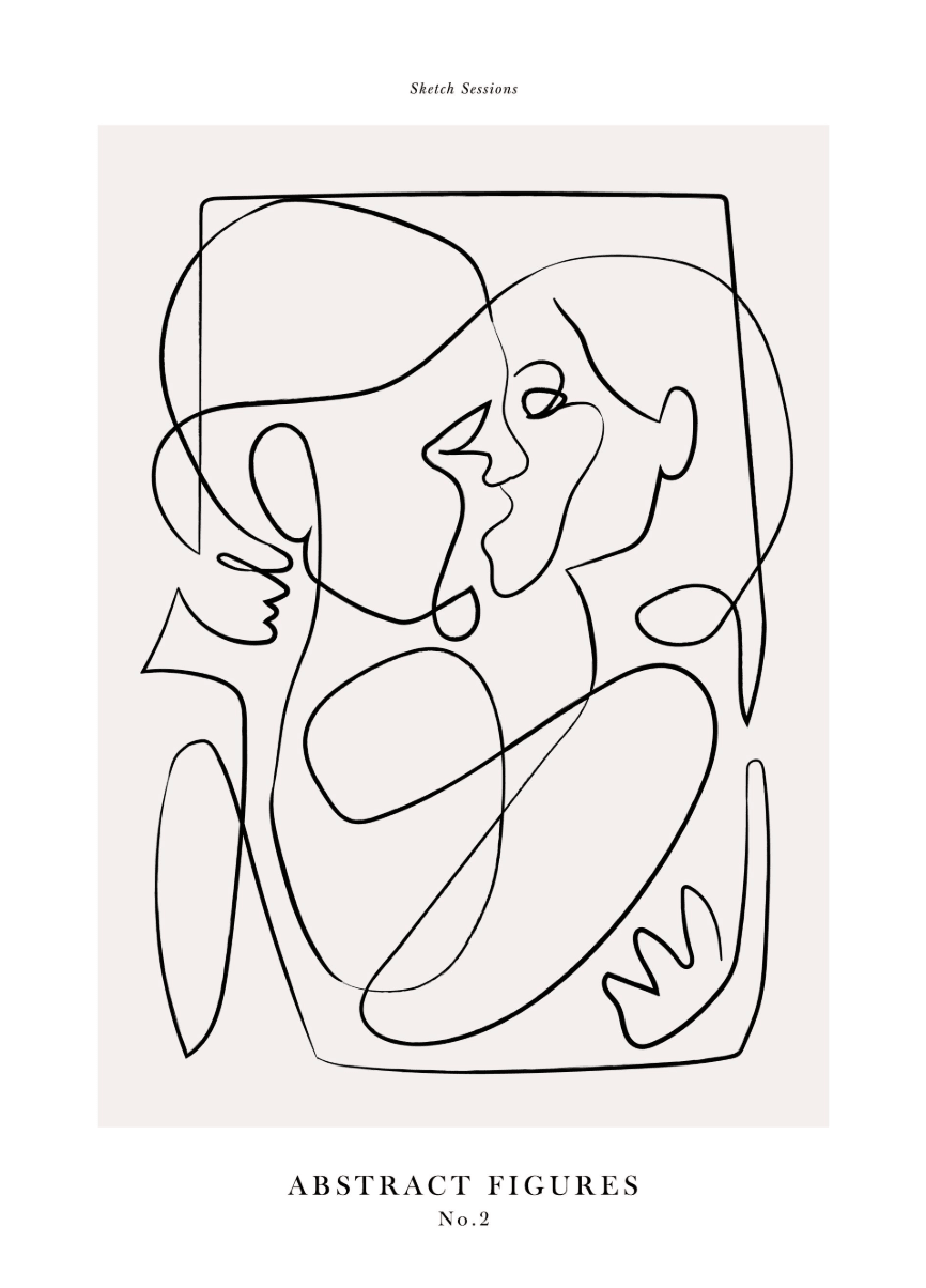 Illustration en ligne continue de deux visages, représentant la dynamique de la relation en thérapie de couple.