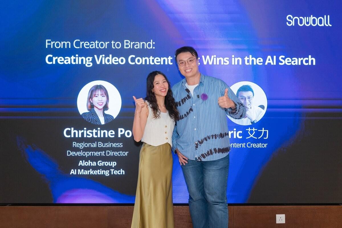 Content creator Eric and Christine Po from Aloha Group speaking at the Snowball exclusive creator economy forum in Hong Kong