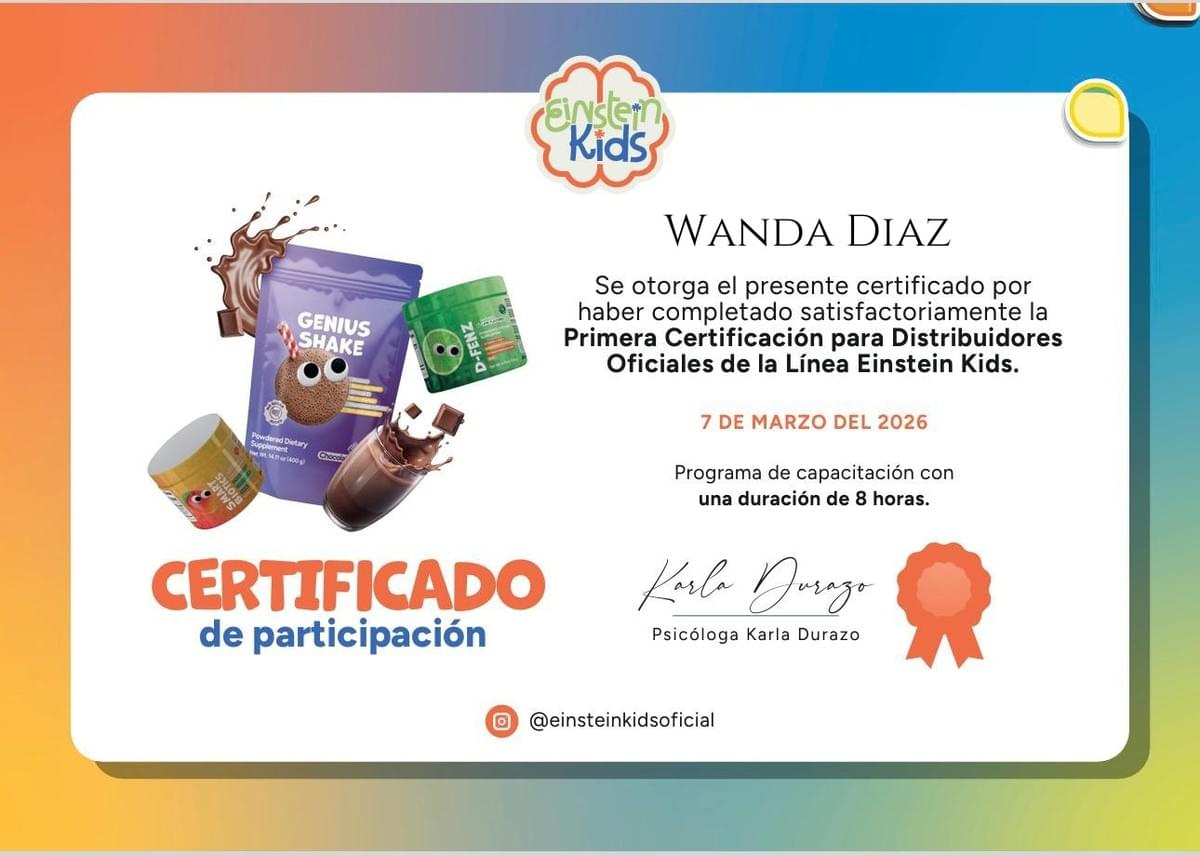 Join us to discover how a comprehensive approach can enhance the cognitive and emotional development of children. Boost the learning and creativity of your child An educational and nutritional approach designed to support the cognitive and emotional development of children.

Line 2

Inspired by child development methodologies used by specialists in psychology, nutrition, and well-being.

3️⃣ COLORS OF THE LANDING

To look professional and trustworthy.

Main blue
#1E3A8A

Bright blue
#2563EB

Creativity yellow
#FBBF24

Clean white
#FFFFFF

Text gray
#374151

This communicates:

intelligence

science

childhood

trust

4️⃣ STRUCTURE OF THE OFFICIAL LANDING (COVER)

This does NOT have representatives.

HERO

Title

Awaken your child's extraordinary potential

Subtitle

Einstein Kids is an educational and nutritional approach designed to support the cognitive, emotional, and creative development of children.

Button:

Learn about the program