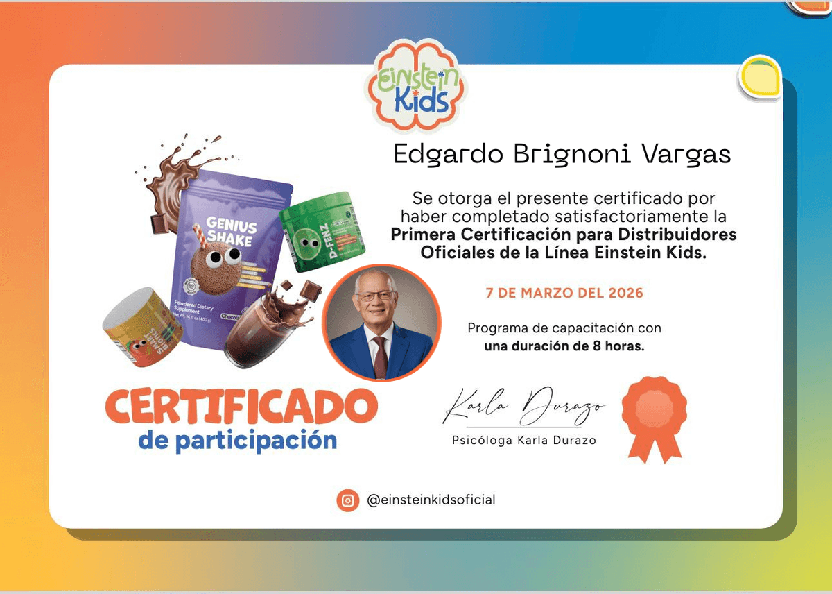 Join us to discover how a comprehensive approach can enhance the cognitive and emotional development of children. Boost the learning and creativity of your child An educational and nutritional approach designed to support the cognitive and emotional development of children.

Line 2

Inspired by child development methodologies used by specialists in psychology, nutrition, and well-being.

3️⃣ COLORS OF THE LANDING

To look professional and trustworthy.

Main blue
#1E3A8A

Bright blue
#2563EB

Creativity yellow
#FBBF24

Clean white
#FFFFFF

Text gray
#374151

This communicates:

intelligence

science

childhood

trust

4️⃣ STRUCTURE OF THE OFFICIAL LANDING (COVER)

This does NOT have representatives.

HERO

Title

Awaken your child's extraordinary potential

Subtitle

Einstein Kids is an educational and nutritional approach designed to support the cognitive, emotional, and creative development of children.

Button:

Learn about the program