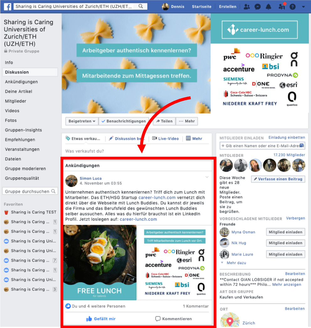 Werbemöglichkeit Facebook Ankündigung
