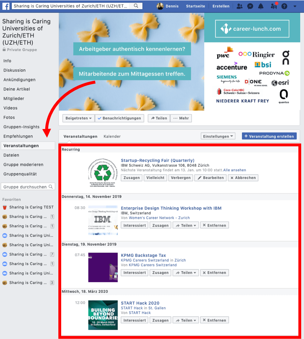 Werbemöglichkeit Event Facebook