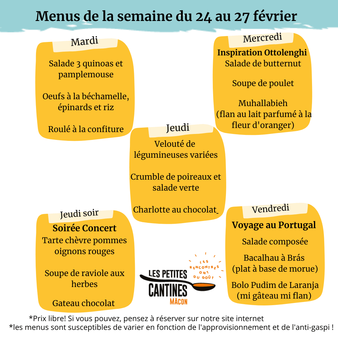 menu les petites cantines mâcon du 16 au 20 décembre