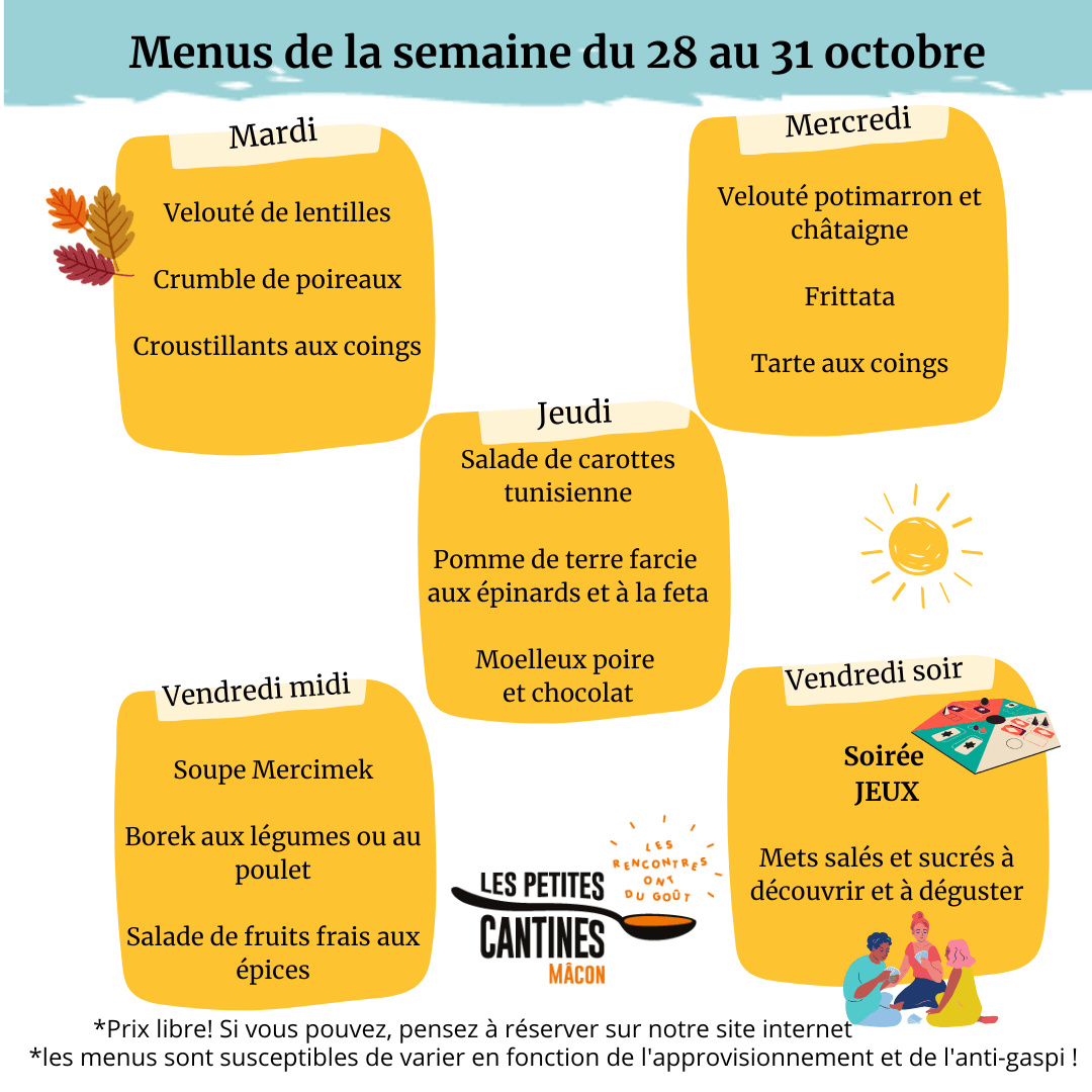 menu les petites cantines mâcon du 16 au 20 décembre