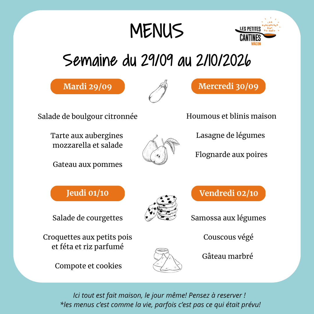 menu les petites cantines mâcon du 16 au 20 décembre