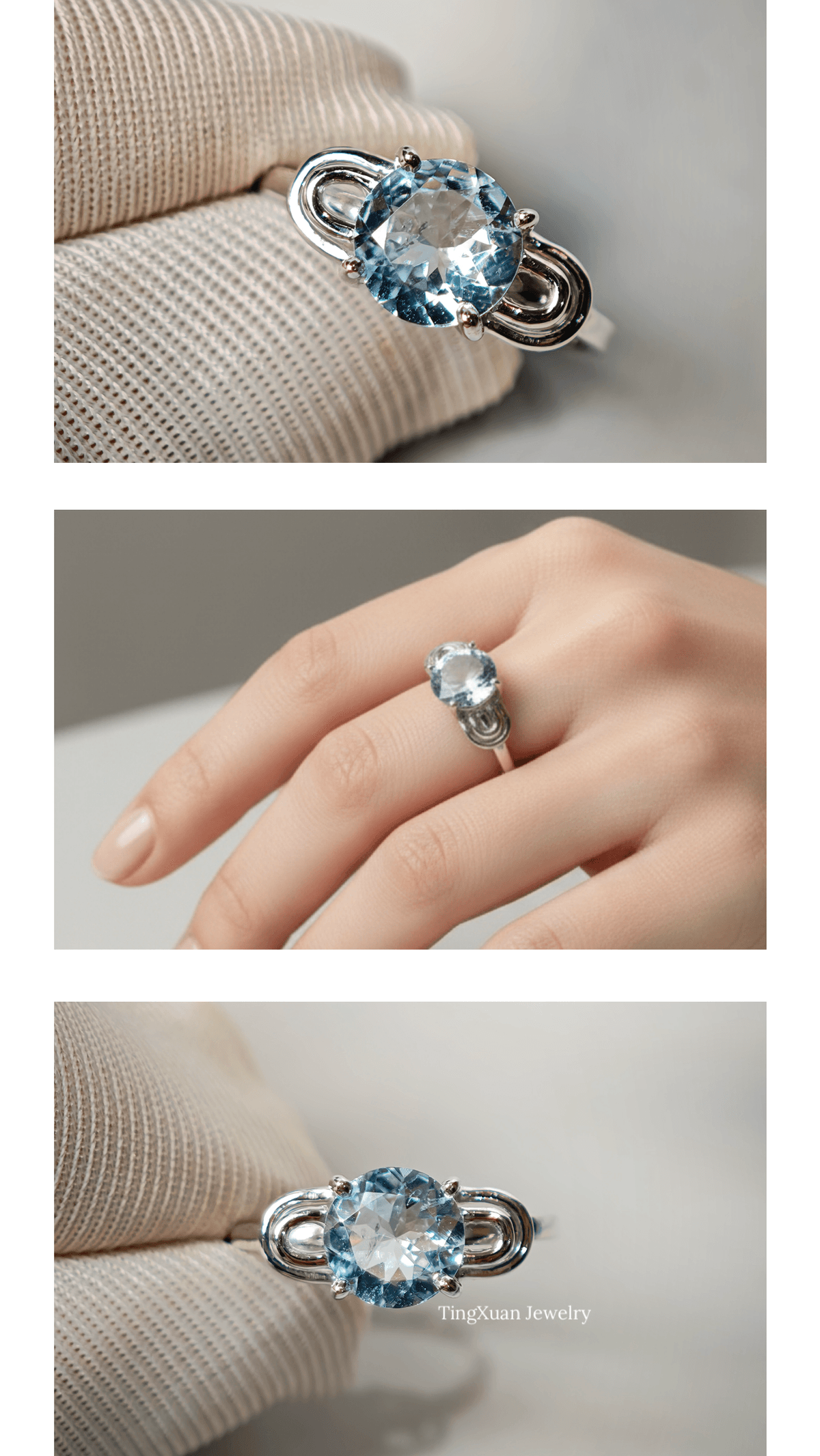 微笑弧度｜海藍寶求婚戒指訂製