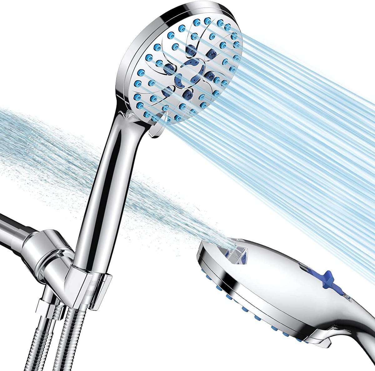 Rising Bath High Pressure 8-mode Handheld Shower Head - Anti-clog Nozzles, Built-in Power Wash