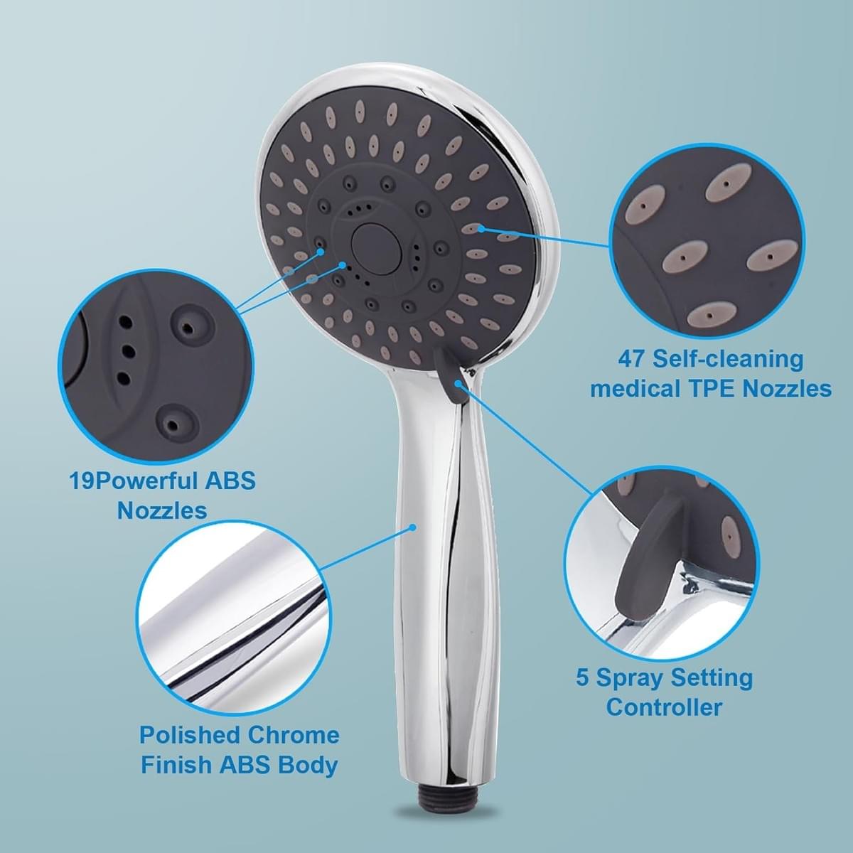 Filtered Shower Head with Handheld, High Pressure 5 Spray Mode Showerhead