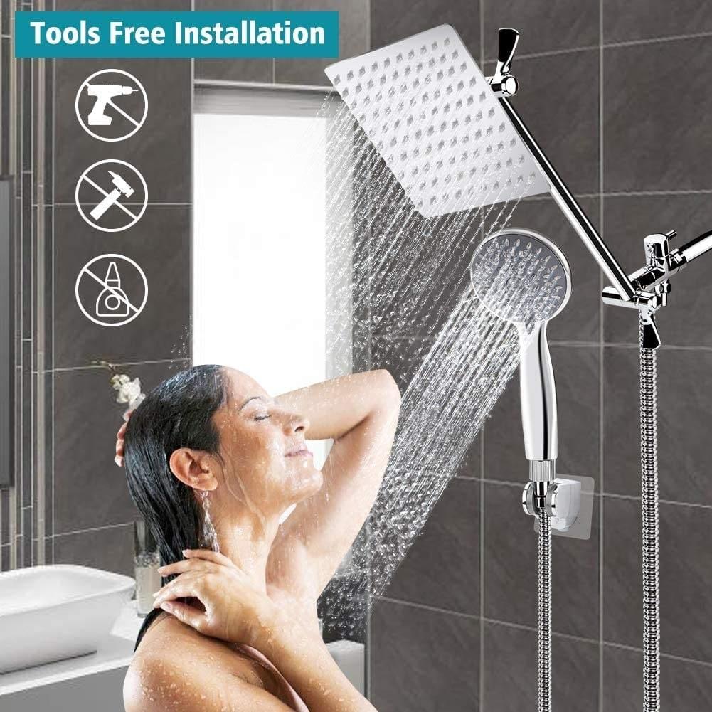 RisingBath 8 Inch High Pressure Rainfall Shower Head Handheld Shower Combo with 11 inch Arm