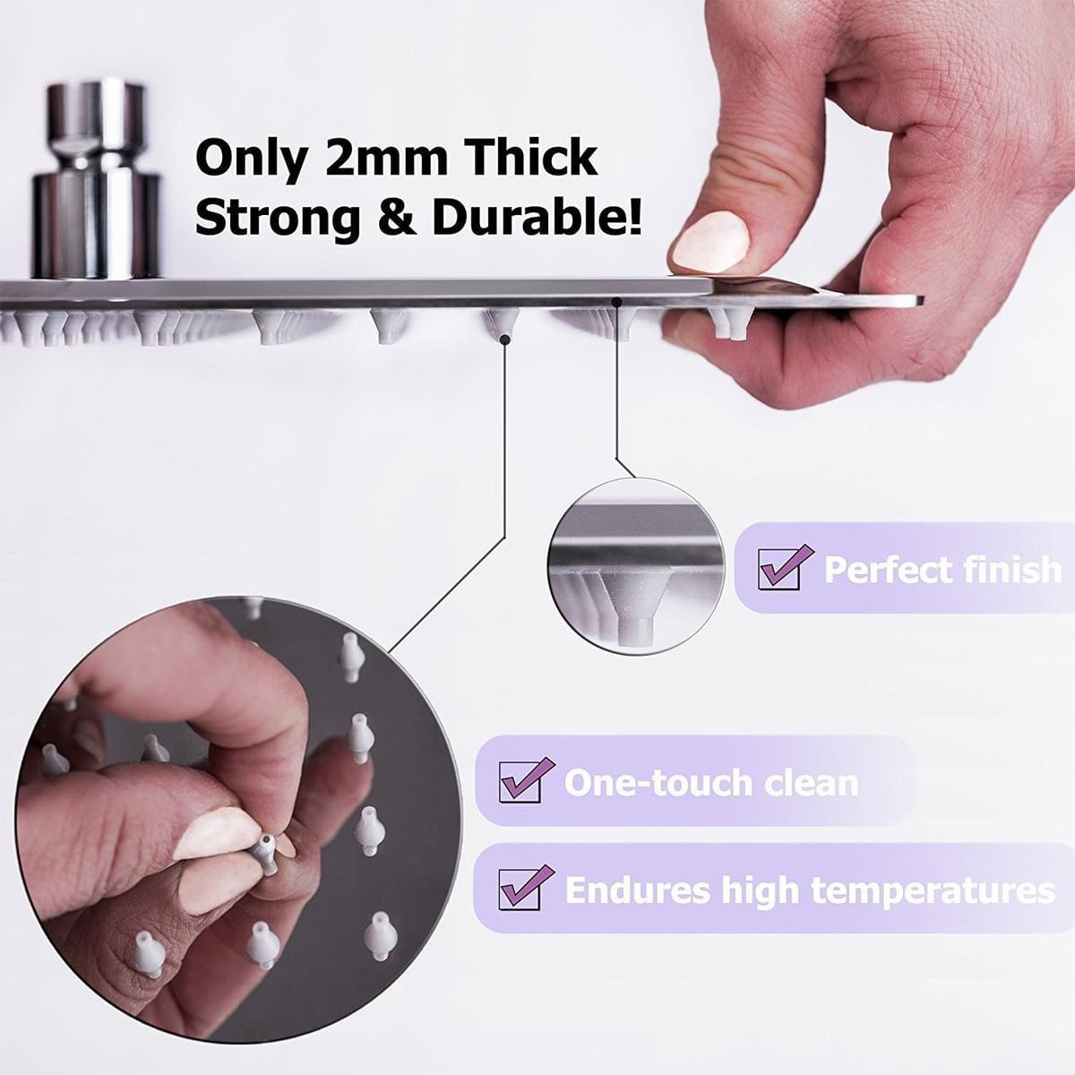 Rising Bath Rain Shower head, High Flow Stainless Steel Square Rainfall ShowerHead, High Pressure