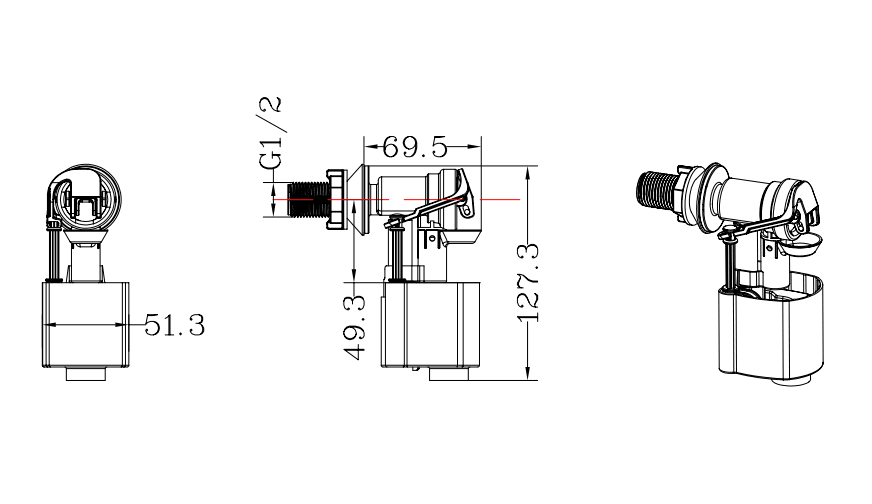 Toilet Adjustable Side Fill Valve