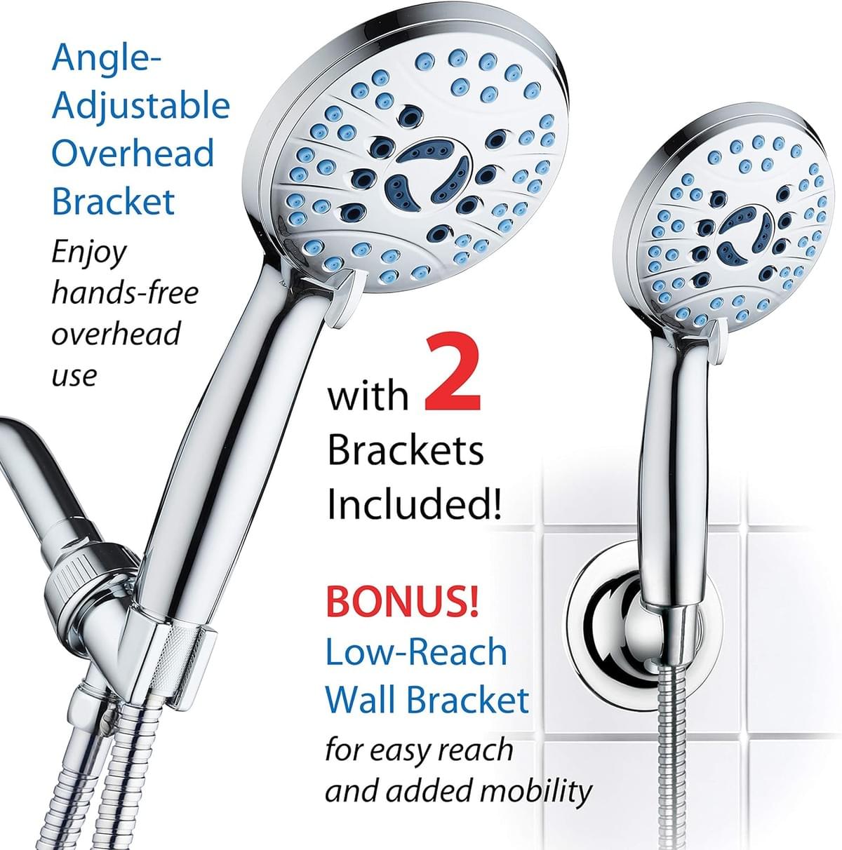 Rising Bath High Pressure 8-mode Handheld Shower Head - Anti-clog Nozzles, Built-in Power Wash