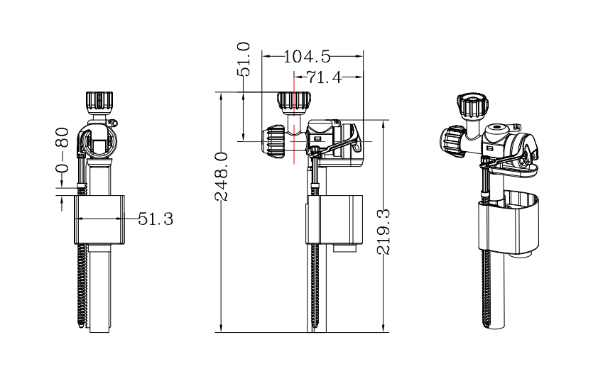 Fill Valve used in concealed cistern