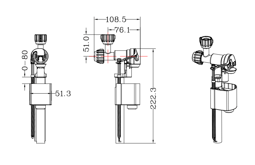 Fill Valve used in toilet concealed cisterns