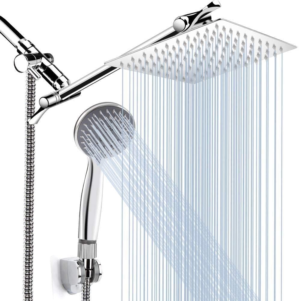 RisingBath 8 Inch High Pressure Rainfall Shower Head Handheld Shower Combo with 11 inch Arm