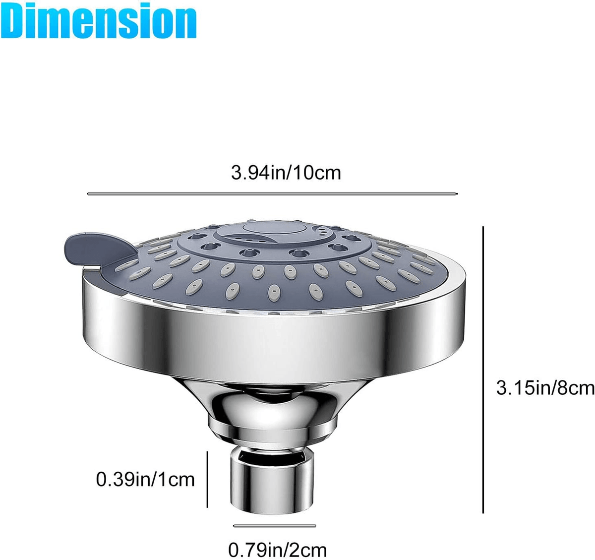 RisingBath Shower Head High Pressure Rain Fixed Showerhead 5 Setting with Metal Swivel Ball Joint