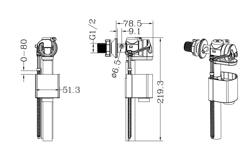 Adjustable Side Fill Valve for Toilet cisterns