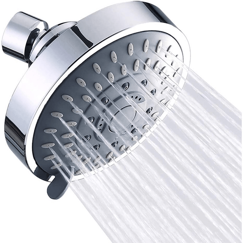 RisingBath Shower Head High Pressure Rain Fixed Showerhead 5 Setting with Metal Swivel Ball Joint