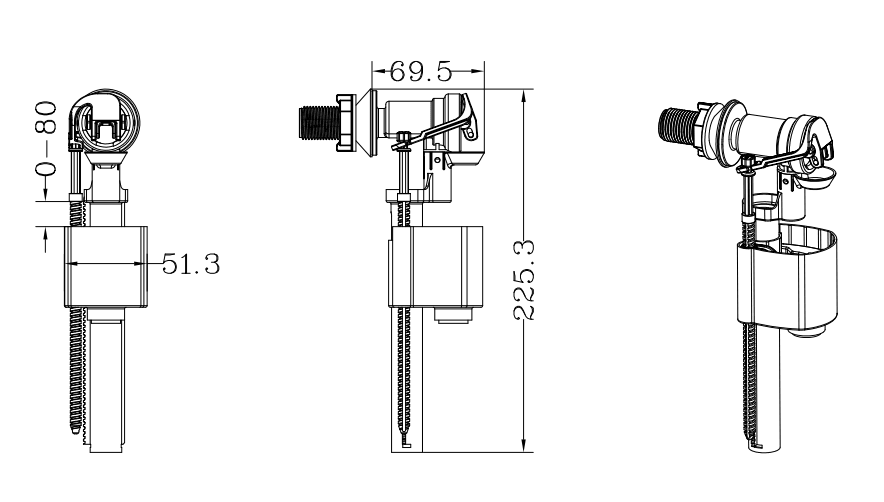 Adjustable Side Fill Valve for cisterns