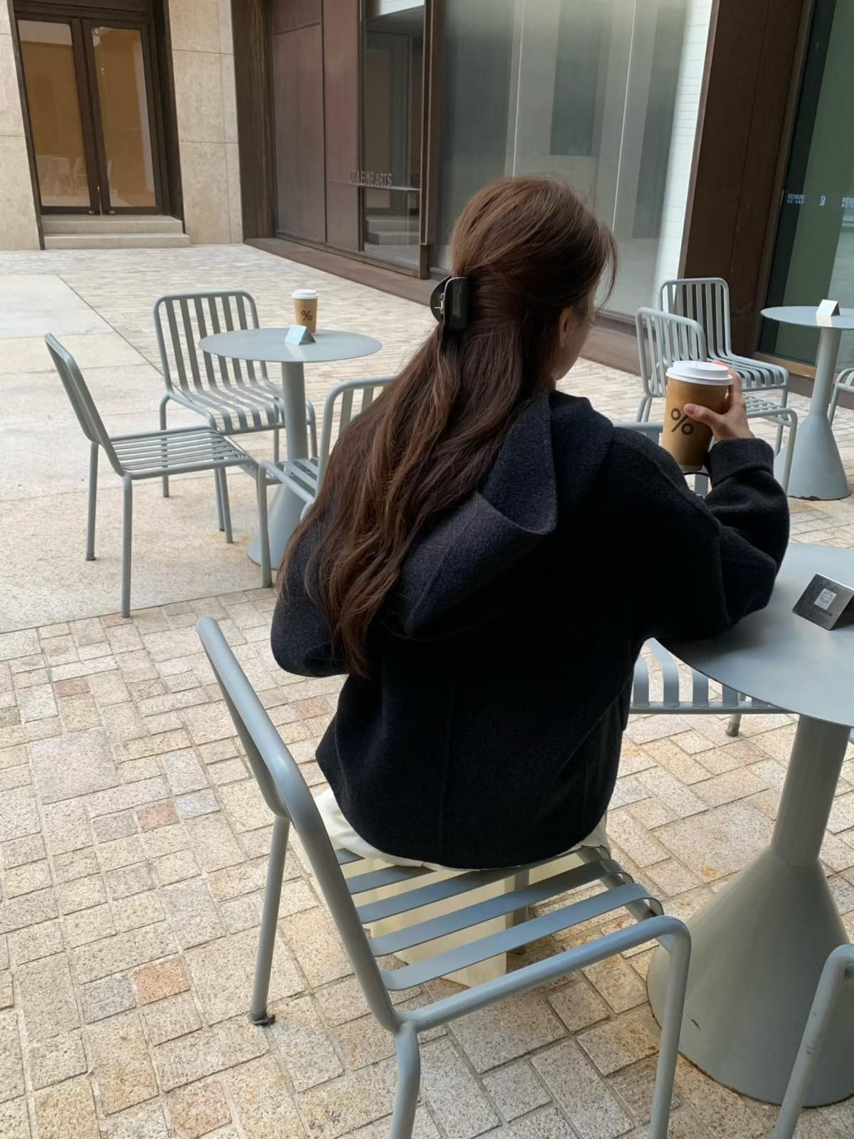 [25F1016]大衣首選！甜美系連帽雙排釦手工羊毛大衣（兩色）