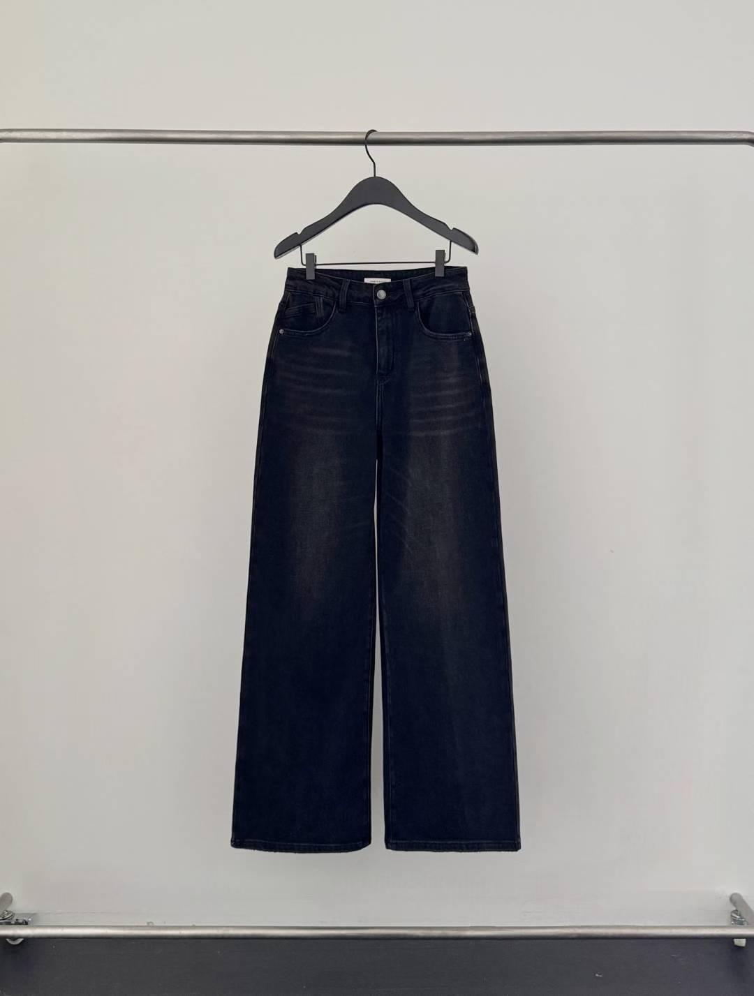 [25W1202]高腰顯瘦水洗刷白牛仔寬褲(S-L)