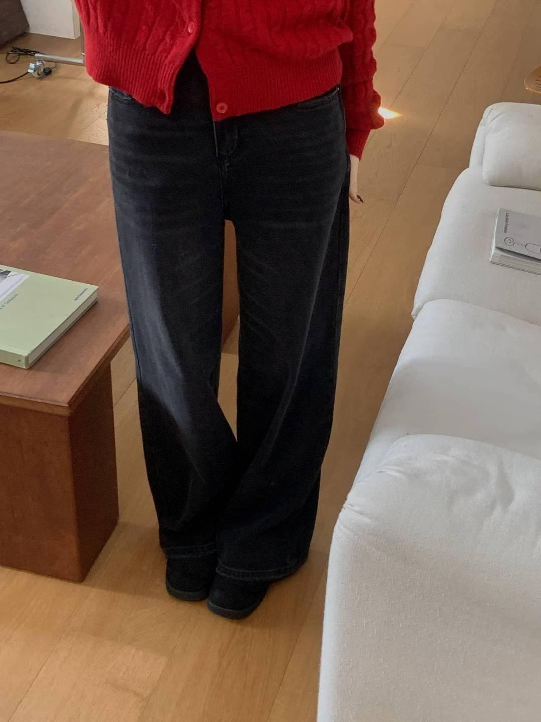 [25W1202]高腰顯瘦水洗刷白牛仔寬褲(S-L)