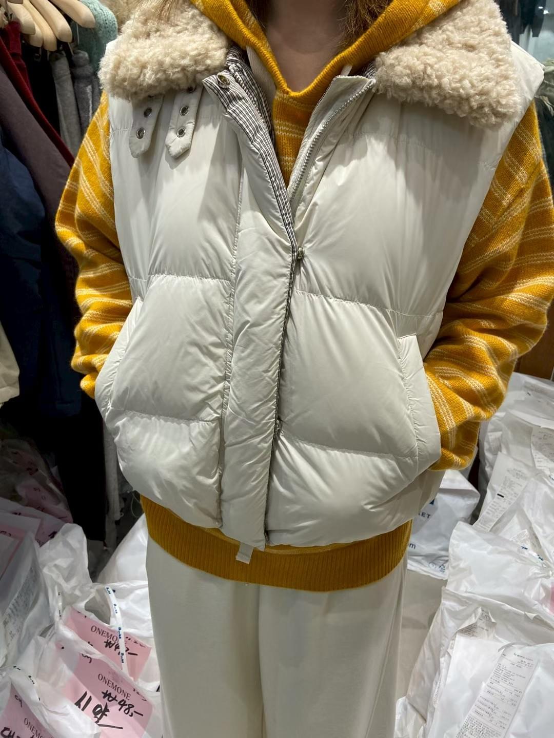 25W1204]羔羊毛翻領兩面穿羽絨背心（兩色）