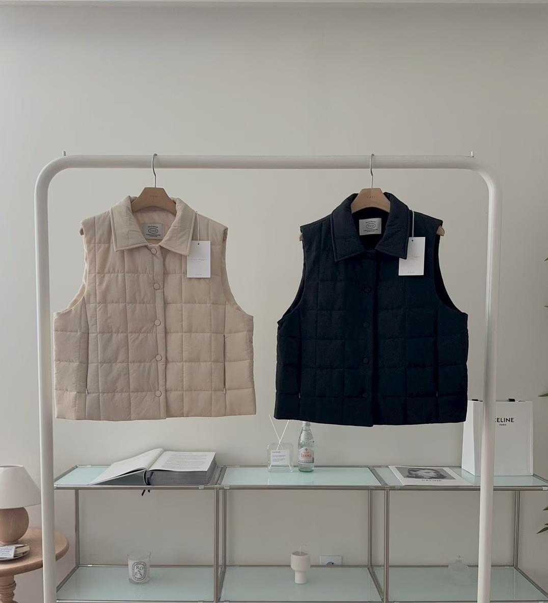 [25F1005]薄款鋪棉翻領背心外套（兩色）