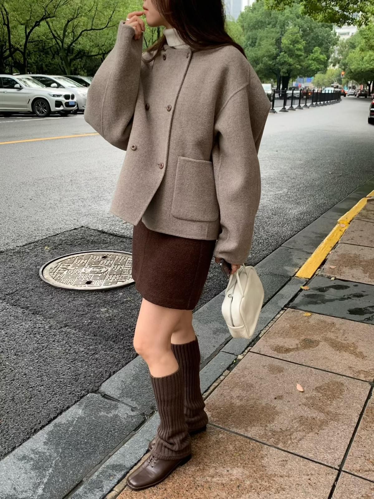 [25F1016]大衣首選！甜美系連帽雙排釦手工羊毛大衣（兩色）