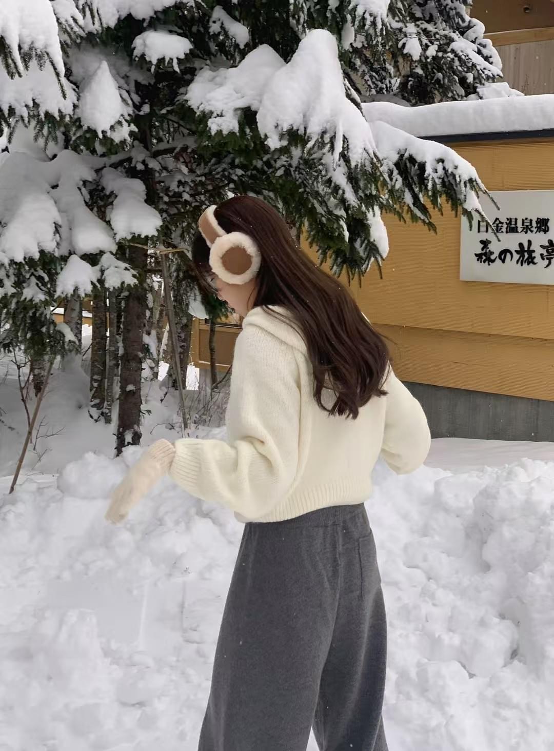 [25Ｗ1205]奶呼呼羊毛粗針織連帽上衣（兩色）