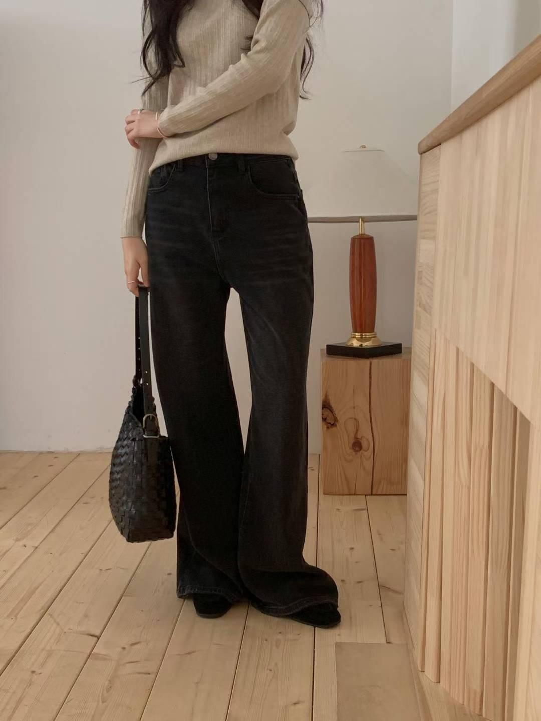 [25W1202]高腰顯瘦水洗刷白牛仔寬褲(S-L)