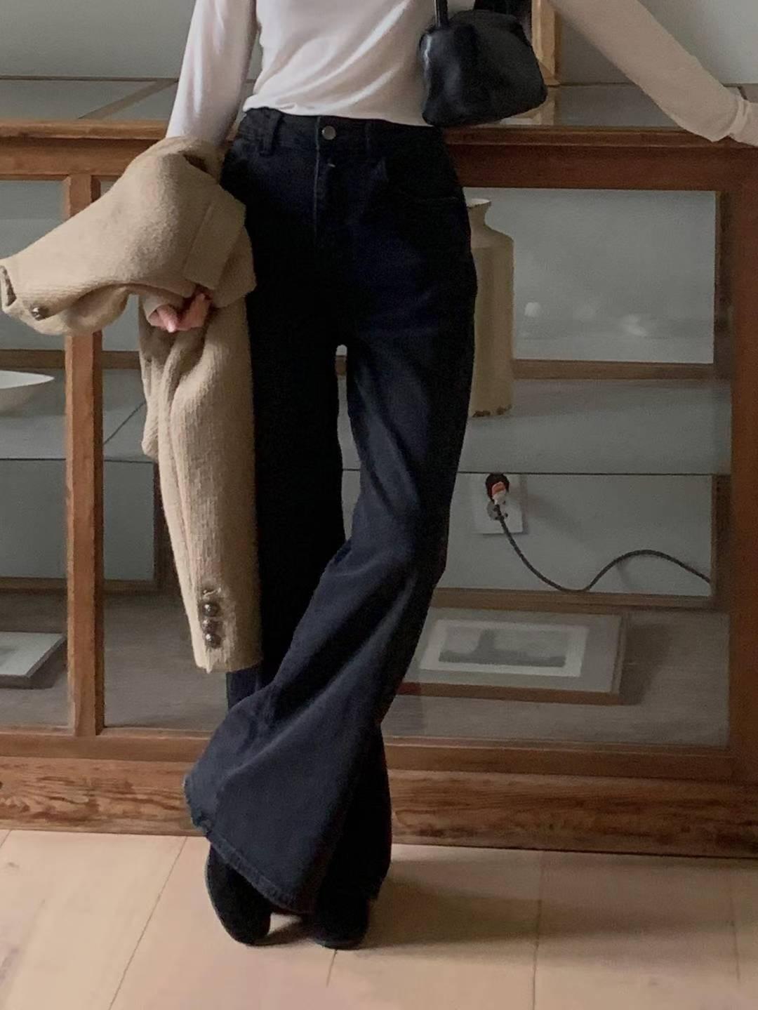 [25W1202]高腰顯瘦水洗刷白牛仔寬褲(S-L)