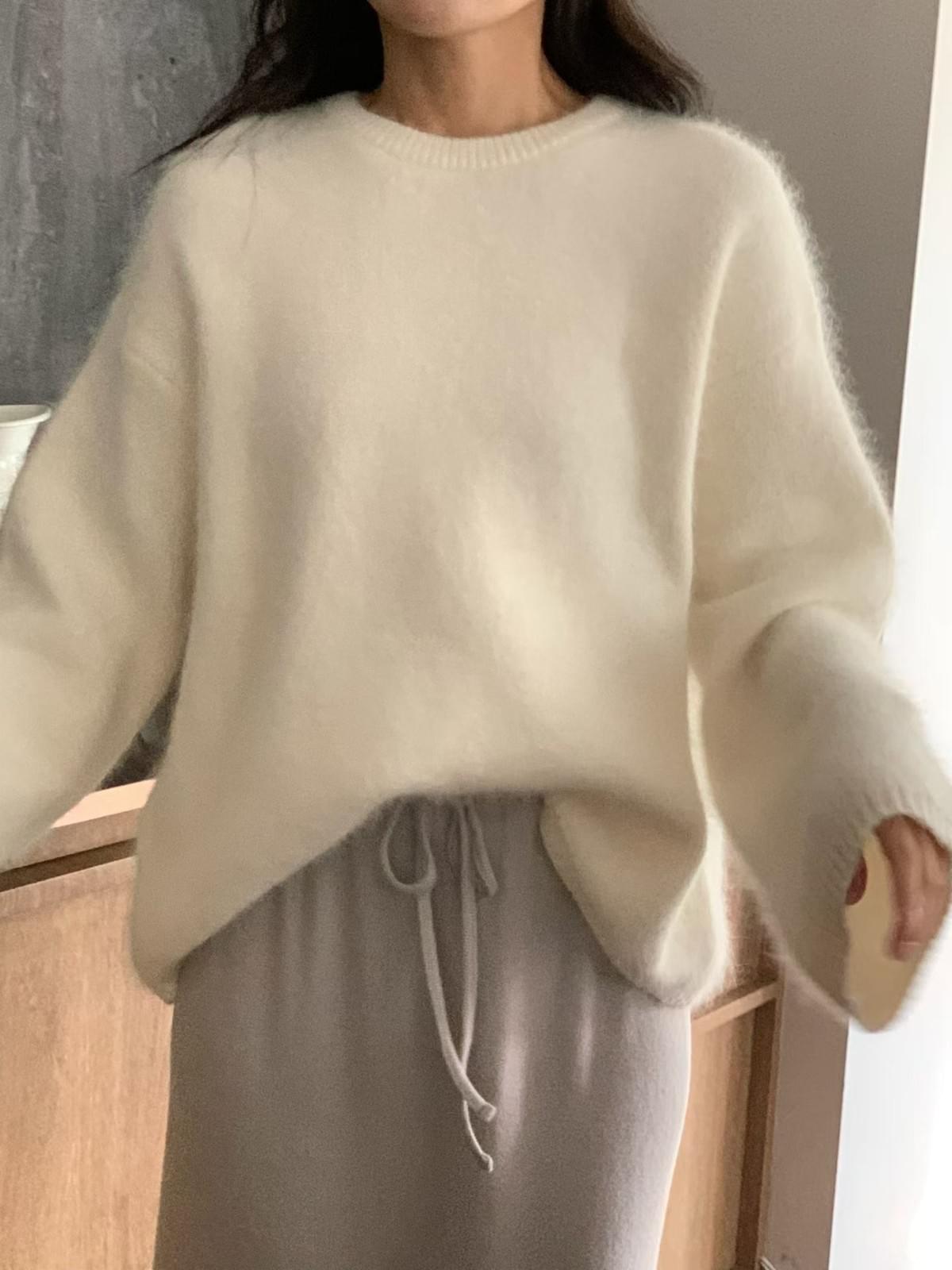 [25Ｗ1105]超柔軟oversized毛海安哥拉羊毛衣(兩色