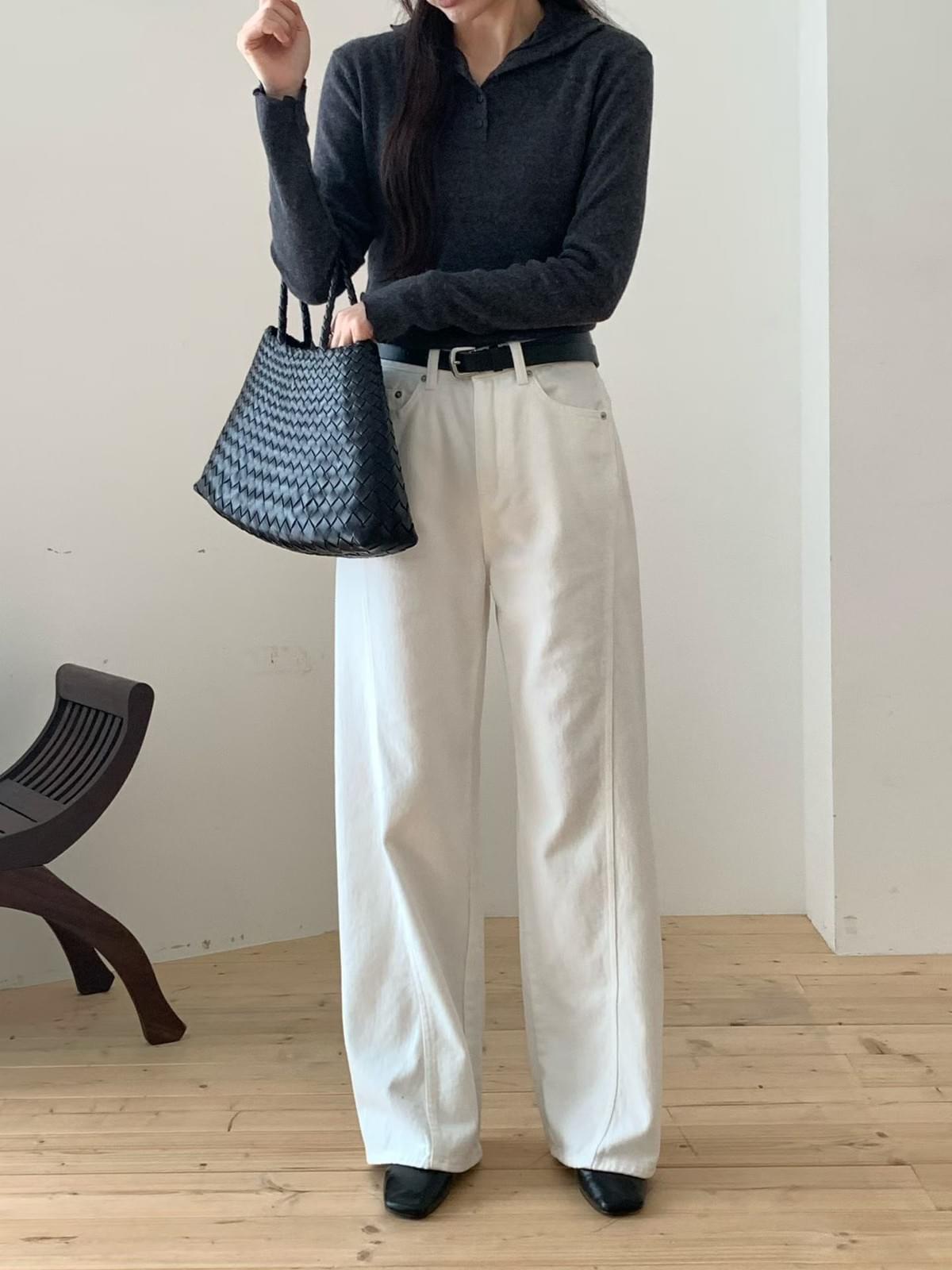 [25F1011]包色自留款木耳邊排釦高領上衣羊毛上衣 打底衣