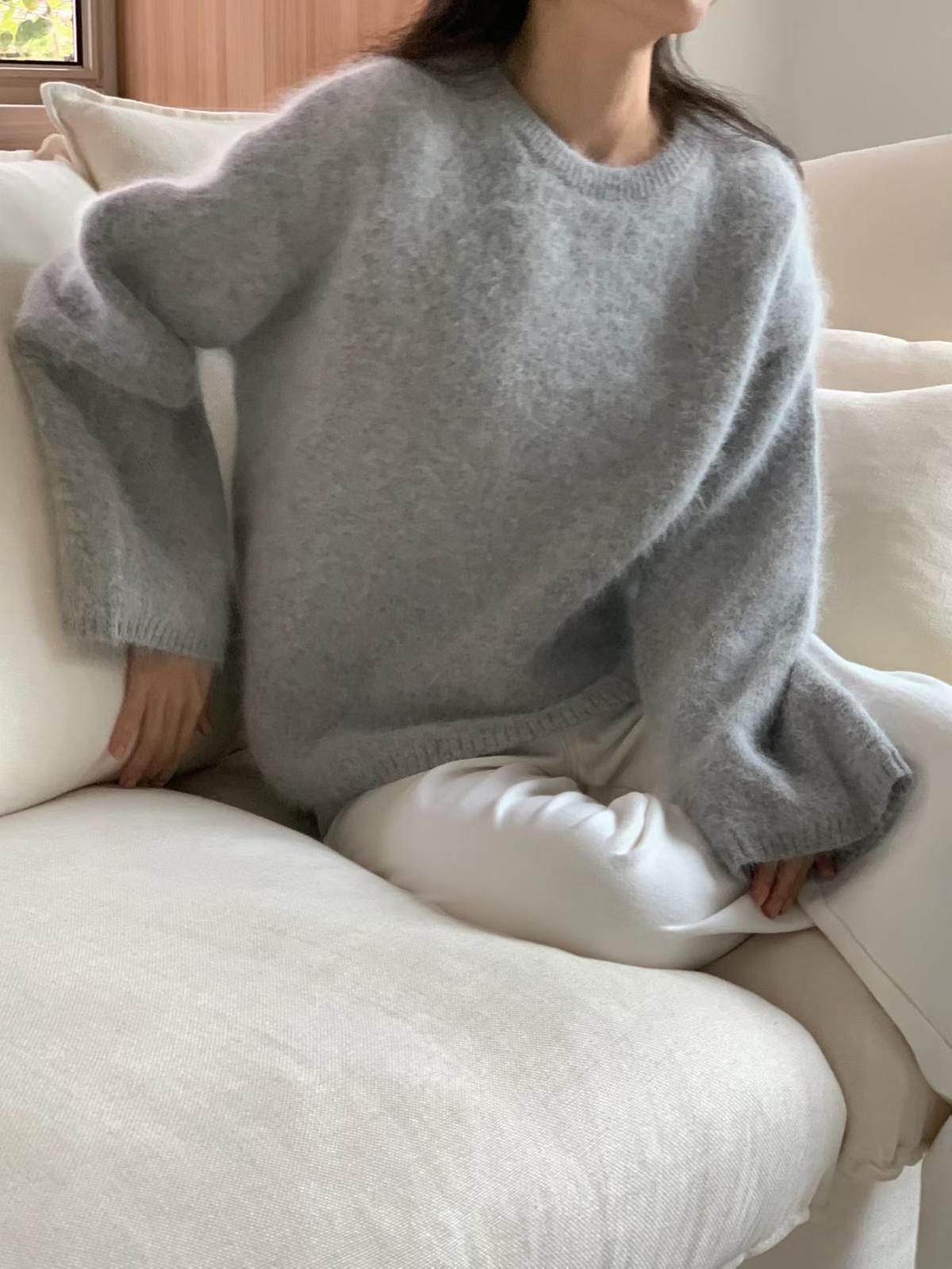 [25Ｗ1105]超柔軟oversized毛海安哥拉羊毛衣(兩色