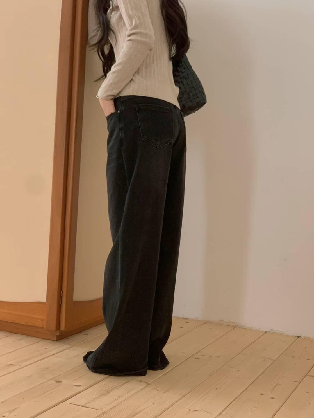 [25W1202]高腰顯瘦水洗刷白牛仔寬褲(S-L)