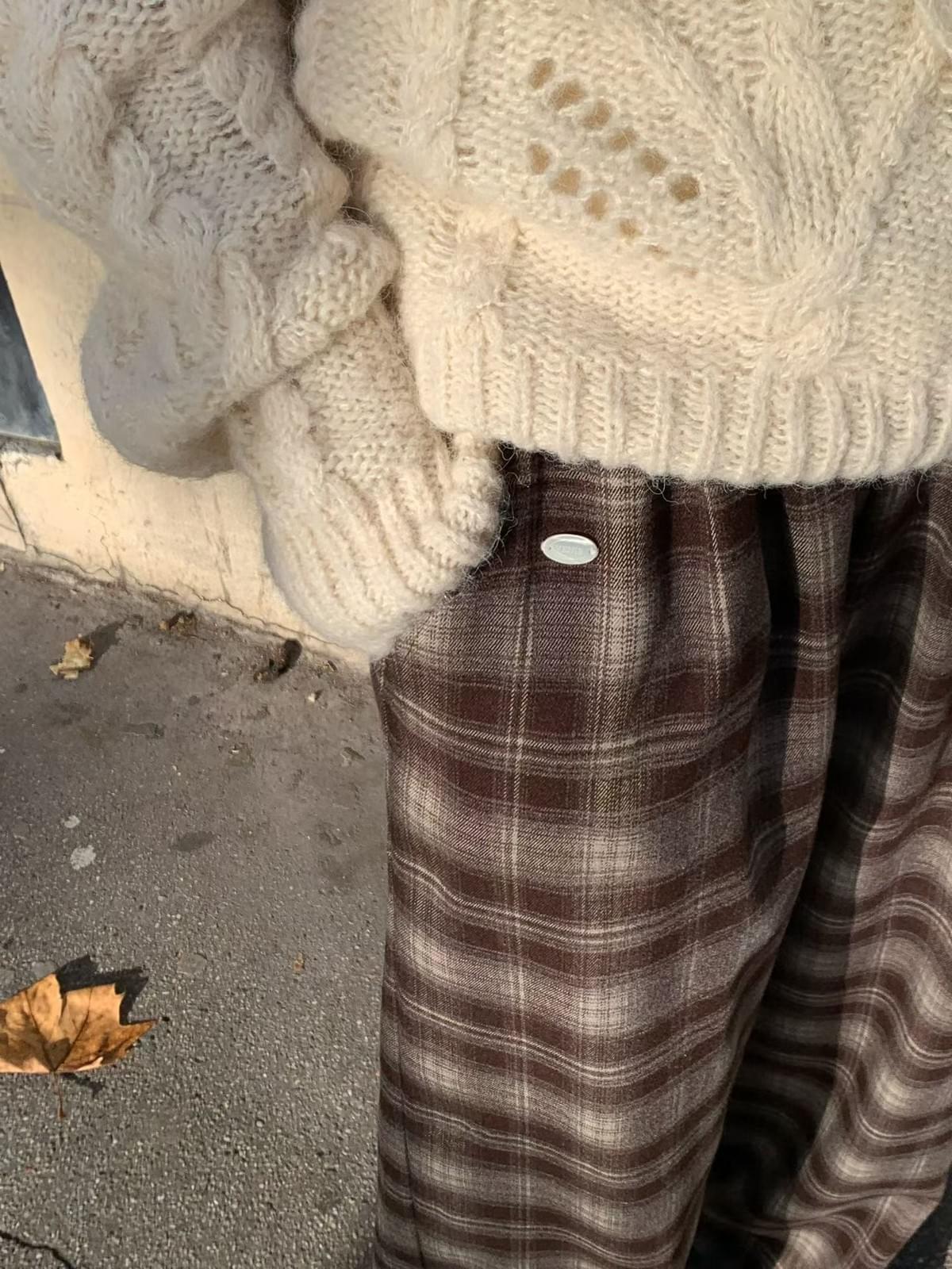 [25F1002]英倫復古格紋鬆緊寬褲（兩色）