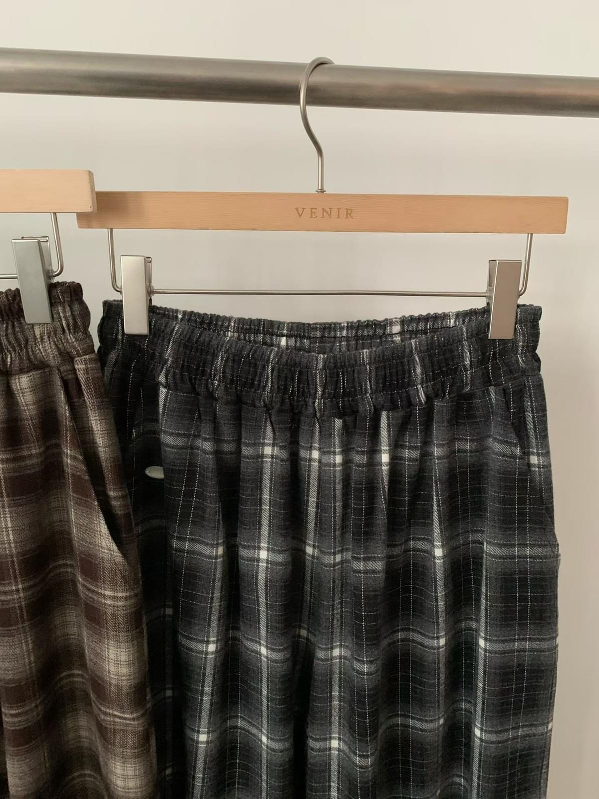 [25F1002]英倫復古格紋鬆緊寬褲（兩色）