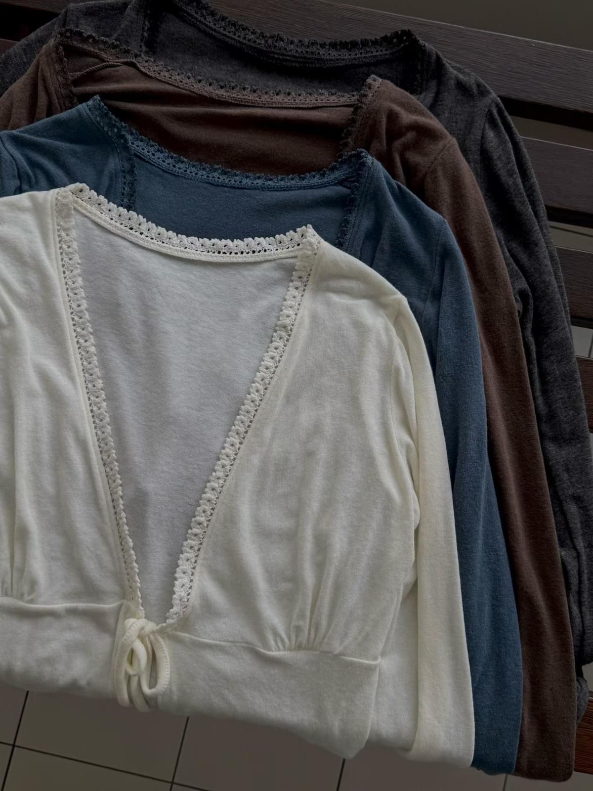 極親膚滾花鑲邊綁帶套裝（四色可混搭）