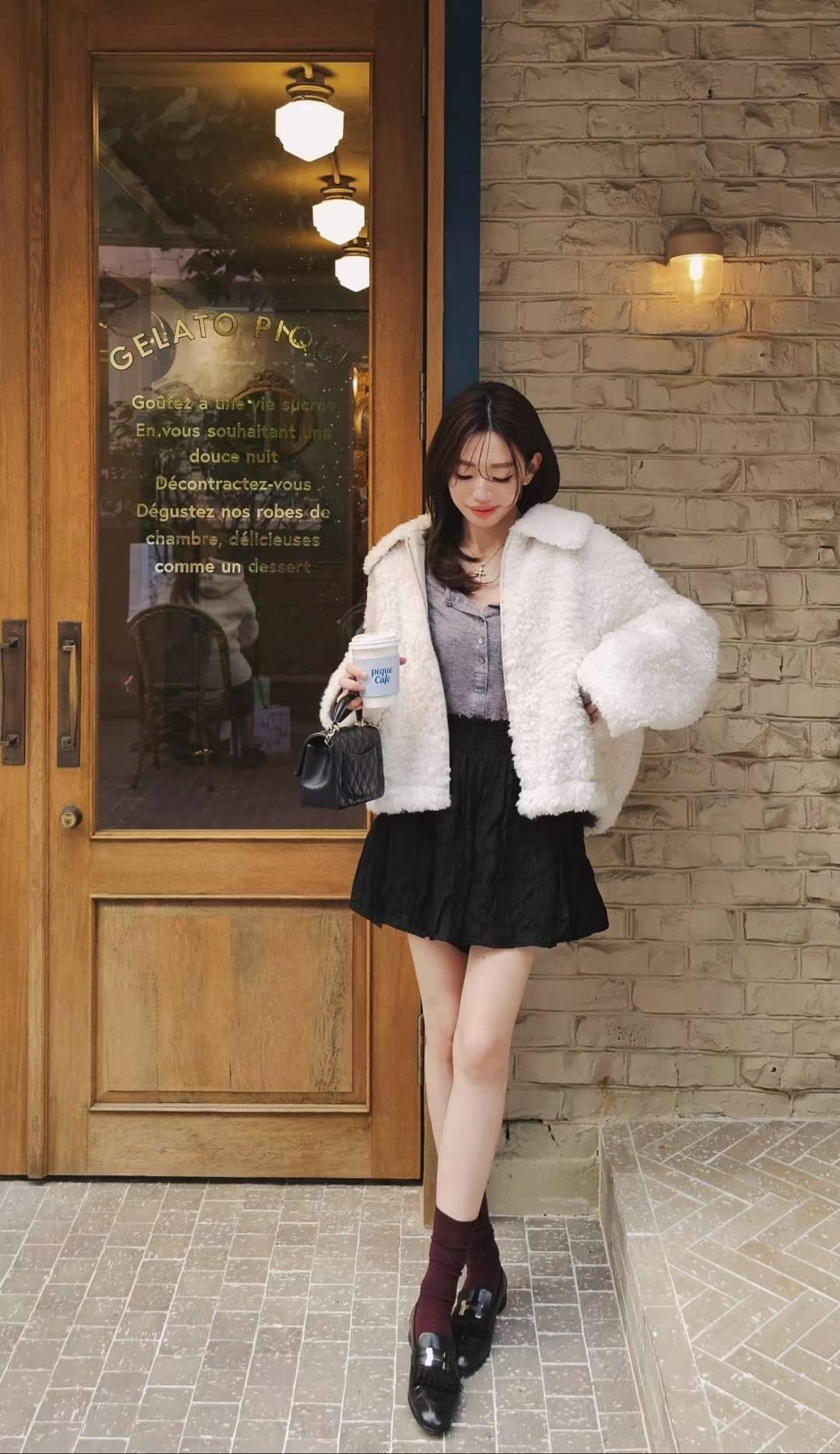 [25Ｗ1109]熊寶寶毛絨翻領外套（兩色）