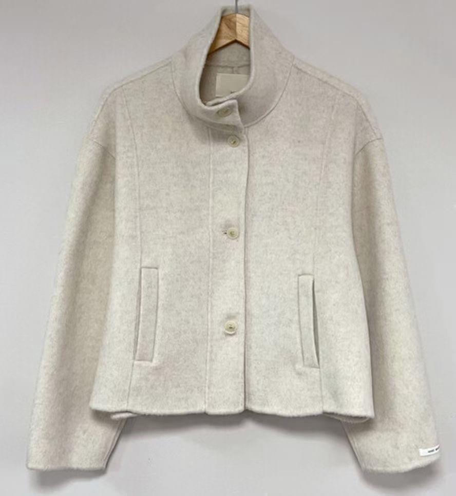 [25W1115]俐落高領翻領兩穿中短版手工羊毛大衣(三色)