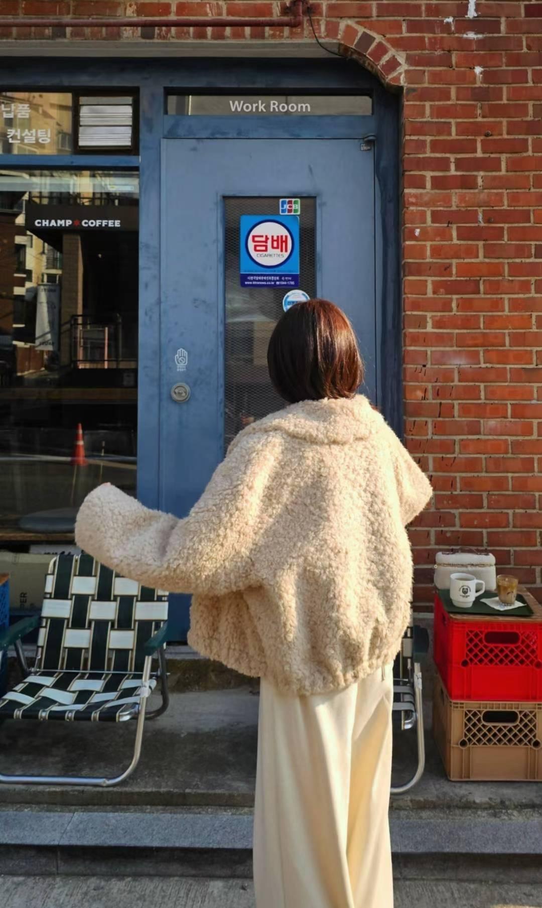 [25Ｗ1109]熊寶寶毛絨翻領外套（兩色）