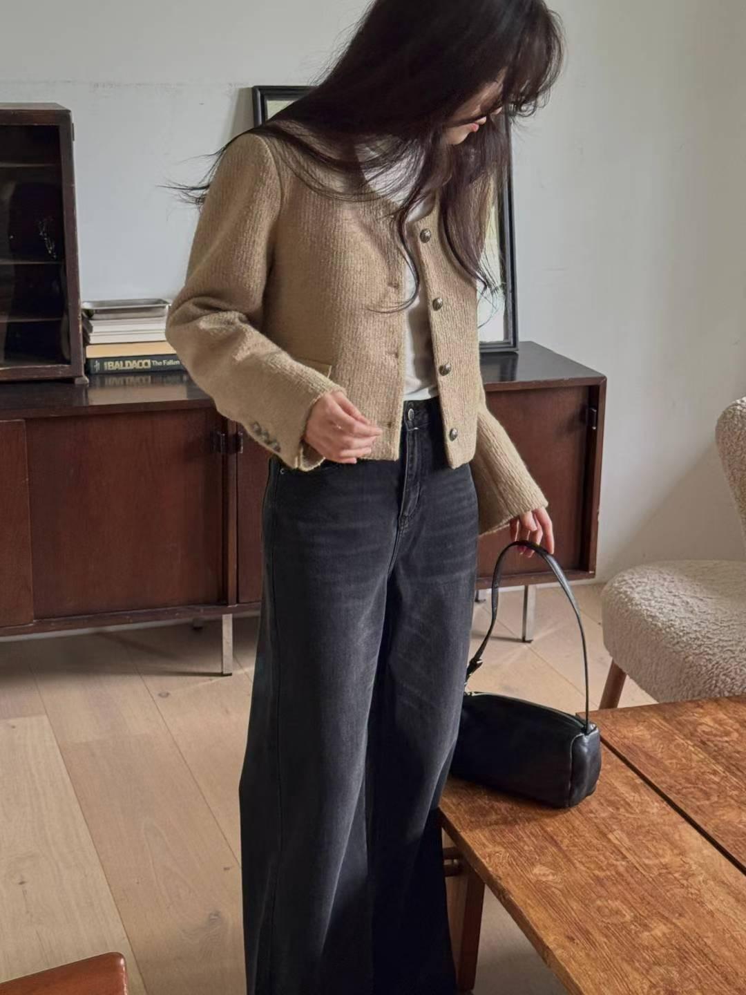 [25W1202]高腰顯瘦水洗刷白牛仔寬褲(S-L)