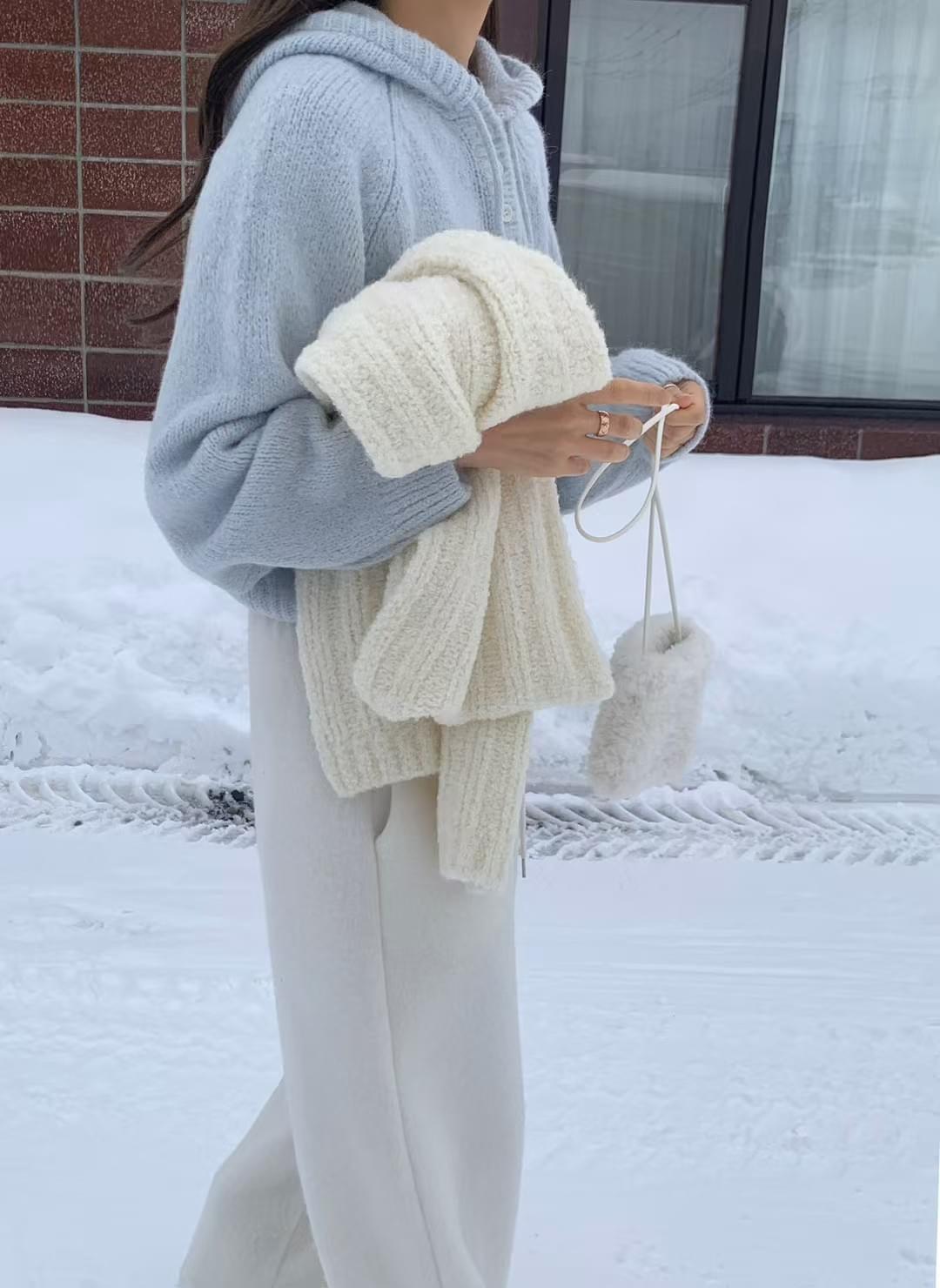 [25Ｗ1205]奶呼呼羊毛粗針織連帽上衣（兩色）