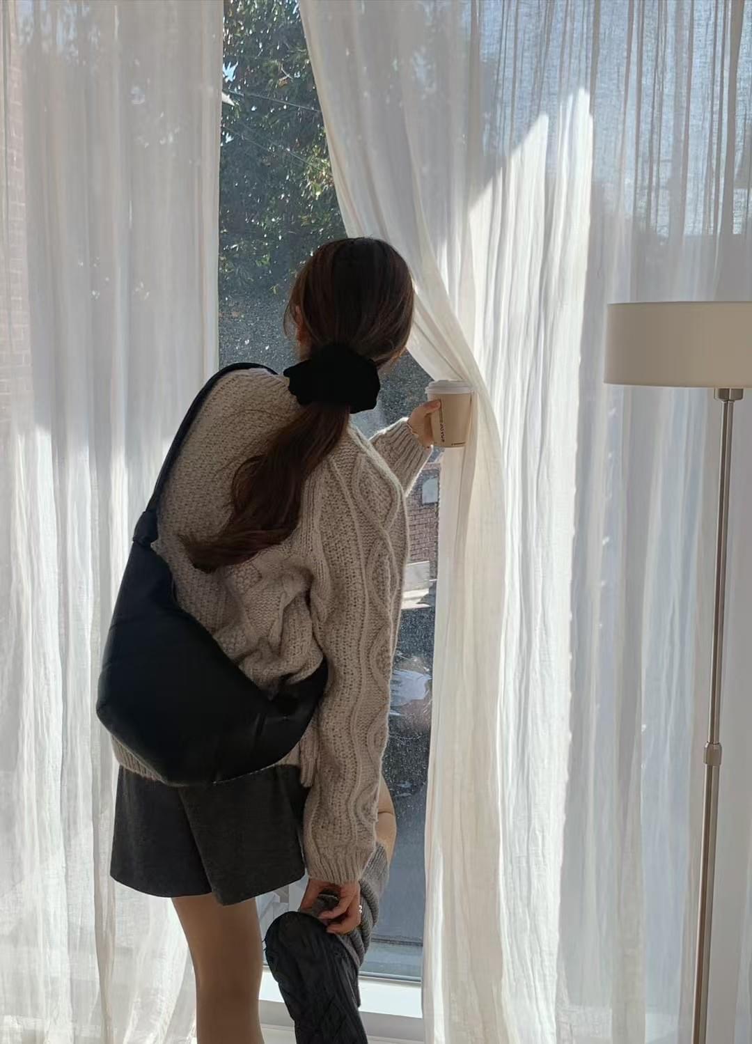 [25Ｗ1108]立體麻花軟糯羊毛粗針織外套（兩色）