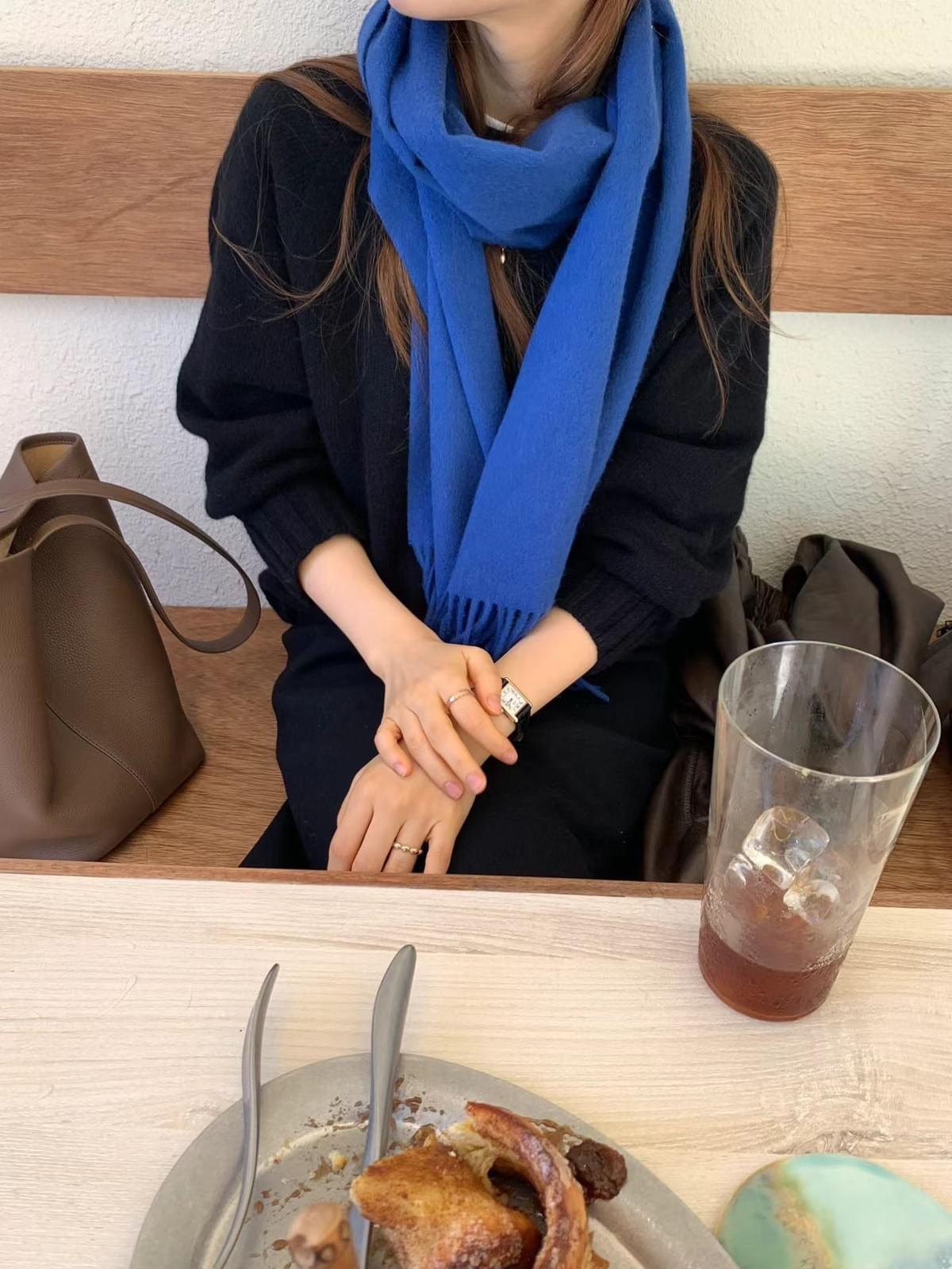 [25F1014]OUNCE柔軟不扎膚素色流蘇羊毛圍巾（十色）