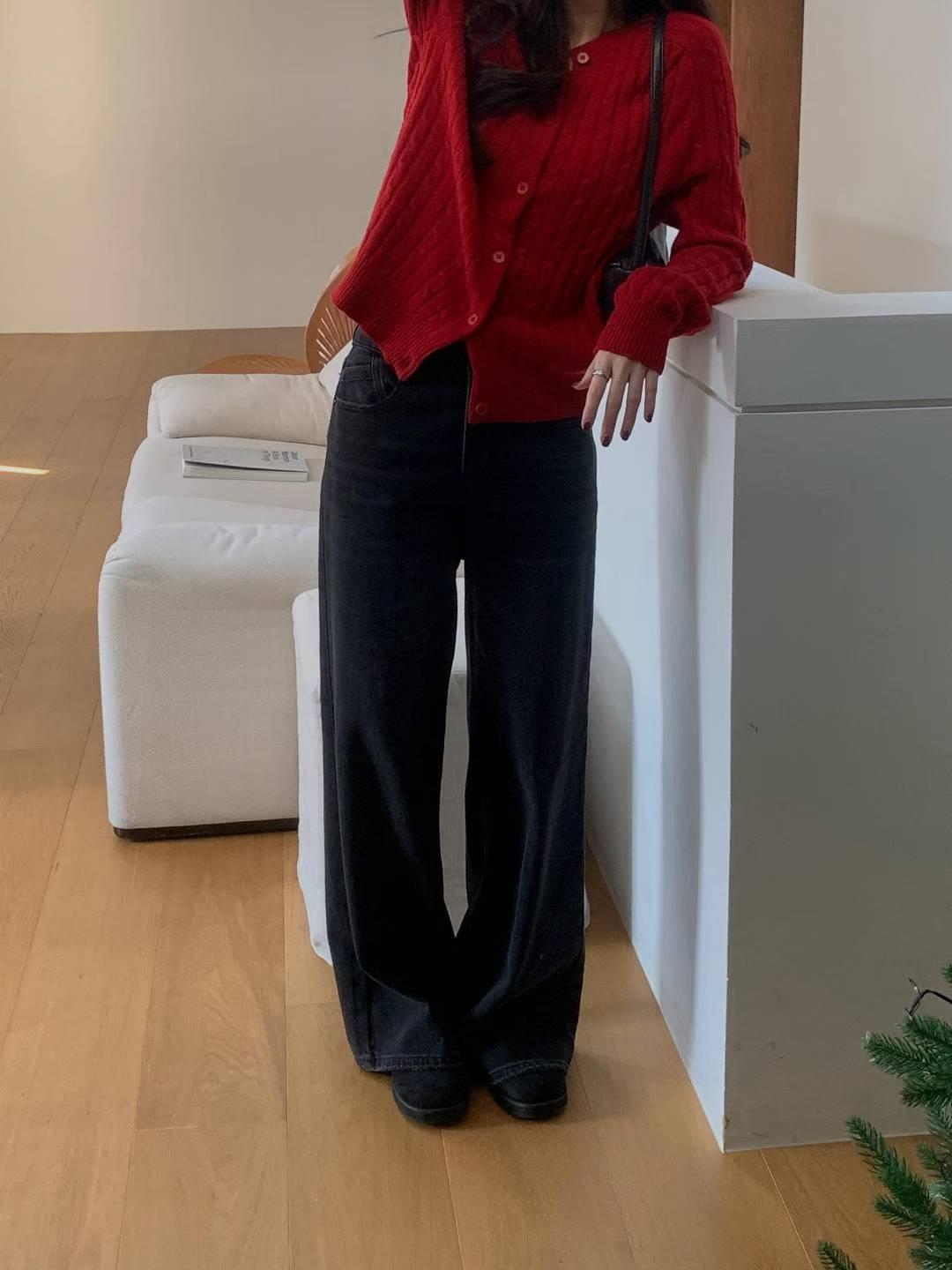 [25W1202]高腰顯瘦水洗刷白牛仔寬褲(S-L)